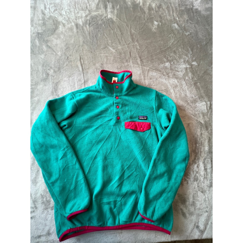 Patagonia Synchilla Fleece Pullover Women Small Teal Pink Snap-T Jacket